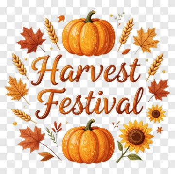 Harvest Festival With Pumpkins And Autumn Leaves PNG