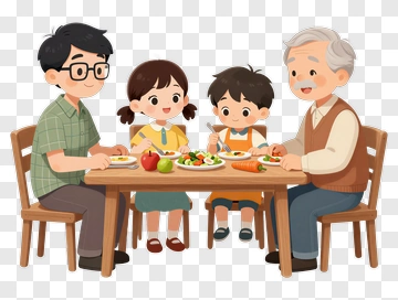 Happy Family Eating Together PNG