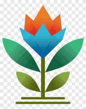 Colorful Flower With Green Leaves PNG
