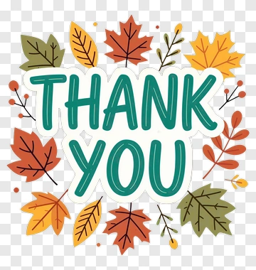 Thank You With Autumn Leaves PNG