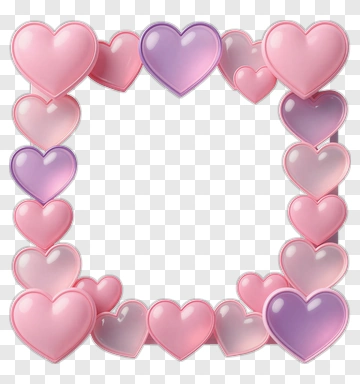 Heart-Shaped Frame With Pink And Purple Hearts PNG