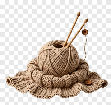 Knitting Yarn And Needles On A Cozy Knitted Base PNG