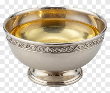 Silver Bowl With Gold Interior PNG
