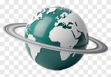 3D Earth Model Surrounded By Saturn's Rings PNG