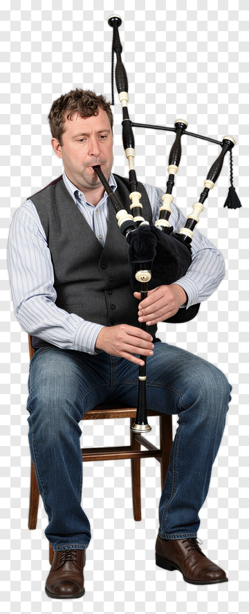 Man Playing Bagpipes While Sitting On A Chair PNG