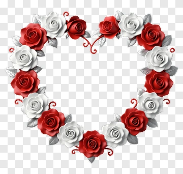 Heart-Shaped Floral Wreath With Red And White Roses PNG