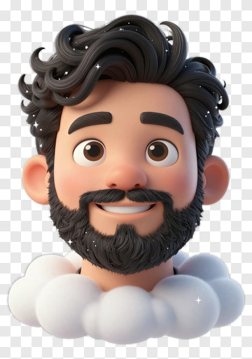 3D Man With Beard And Cloud Background PNG