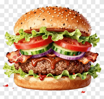 Delicious Hamburger With Fresh Vegetables PNG