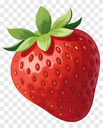 Red Strawberry With Green Leaves PNG