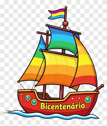 Colorful Cartoon Ship With Rainbow Sails PNG