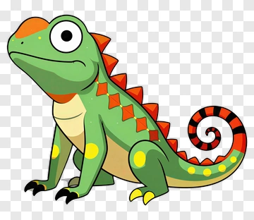Cartoon Chameleon With Colorful Spikes PNG