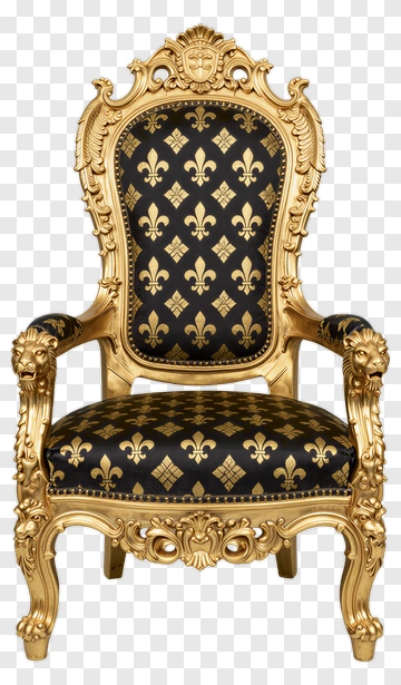 Ornate Golden Chair With Black Upholstery PNG