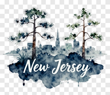Watercolor New Jersey Landscape With Trees PNG