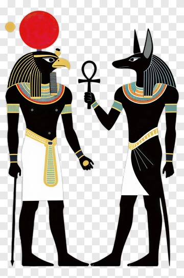 Egyptian Gods Holding An Ankh Symbol PNG