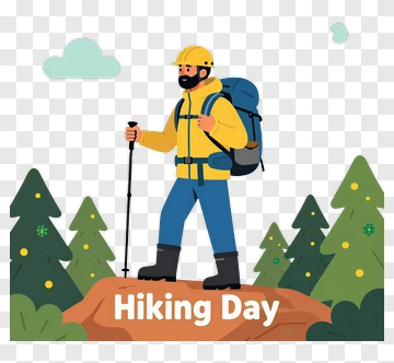 Hiking Day With A Hiker In Nature PNG