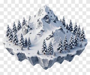 Snowy Mountain Landscape With Pine Trees PNG