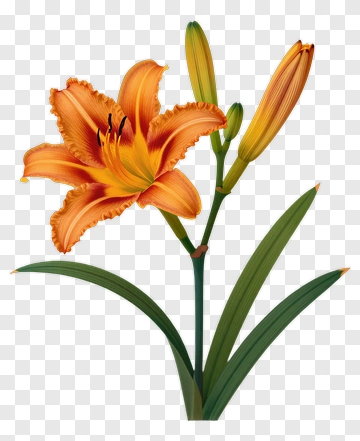 Orange Lily Flower With Buds PNG