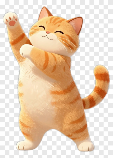 Cartoon Orange Tabby Cat Standing And Waving PNG
