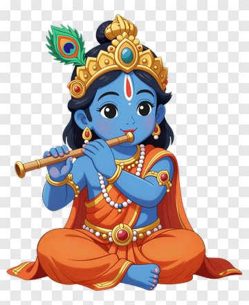 Cartoon Krishna Playing Flute PNG