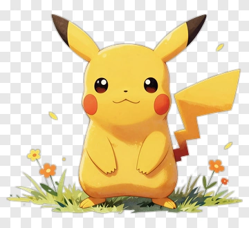 Cartoon Pikachu Standing In Grass PNG