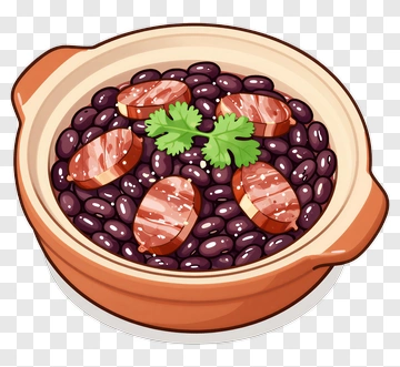 Bowl Of Black Beans With Sausage And Cilantro PNG