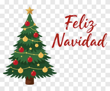 Christmas Tree With Feliz Navidad Text PNG