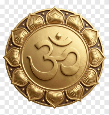 Golden Om Symbol With Lotus Design PNG