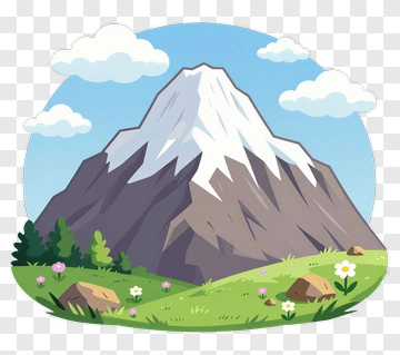 Mountain Landscape With Greenery And Clouds PNG