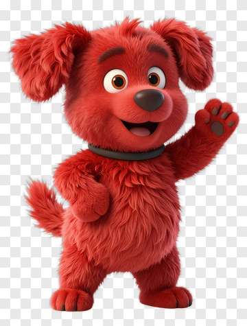 Cartoon Red Dog Waving PNG