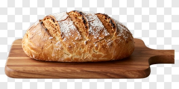 Freshly Baked Bread On Cutting Board PNG