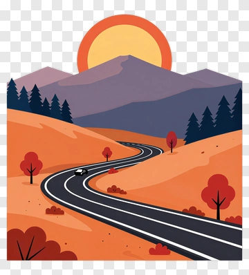 Winding Road Through Autumn Landscape PNG