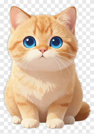 Cartoon Orange Cat With Blue Eyes PNG