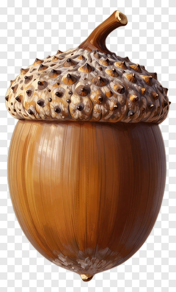 Realistic Acorn With Textured Cap PNG