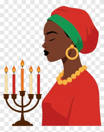 Woman Wearing Traditional Attire With Menorah PNG