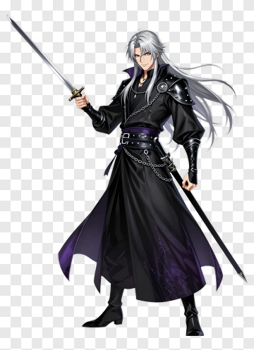 Anime Character Holding A Sword PNG