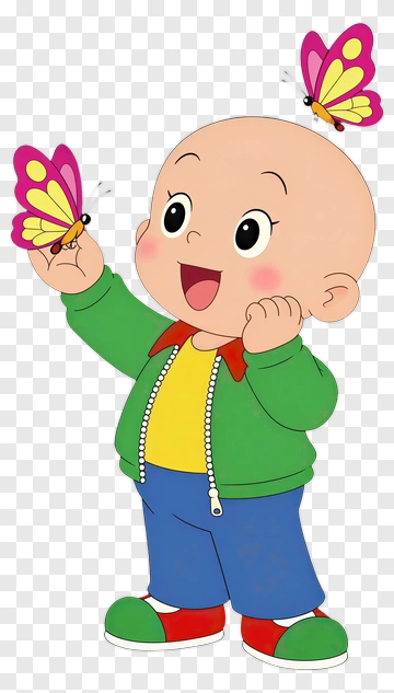 Cartoon Boy Holding A Butterfly PNG