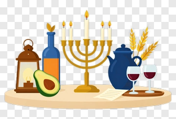 Hanukkah Table Setting With Menorah And Wine PNG