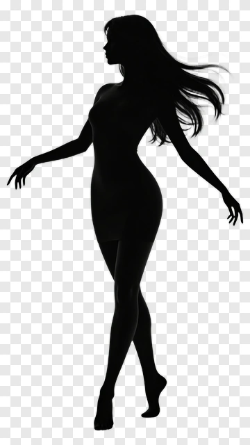 Silhouette Of A Woman In A Flowing Pose PNG