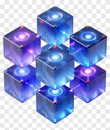 3D Cubes With Neon Circuit Patterns PNG