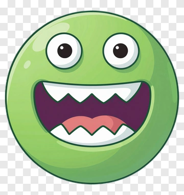 Cartoon Green Monster Face PNG