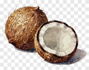 Watercolor Coconut And Half Shell PNG
