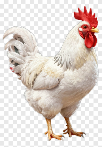 Realistic White Rooster PNG