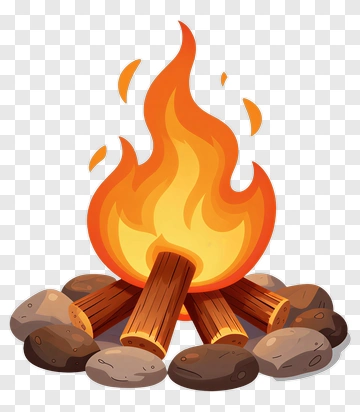 Campfire With Flames And Rocks PNG