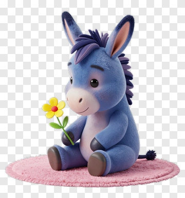 3D Donkey Holding A Flower PNG
