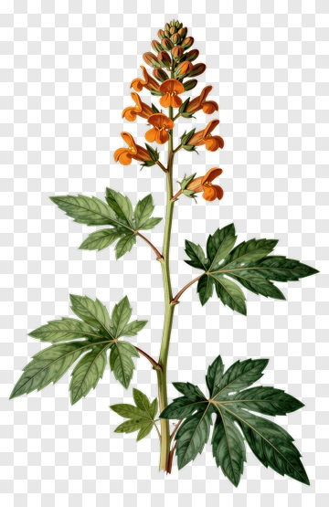 Illustration Of A Flowering Plant With Orange Blooms PNG