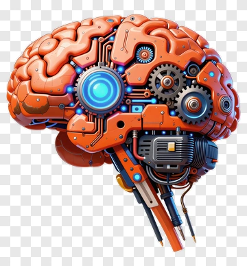 Futuristic Brain With Mechanical Elements PNG
