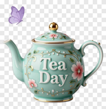 Decorative Teapot For Tea Day PNG