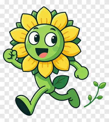 Cartoon Flower Character Running PNG
