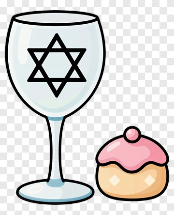 Glass With Star Of David And Pink Iced Cupcake PNG