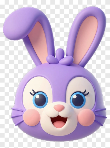 Cartoon Purple Bunny Face PNG